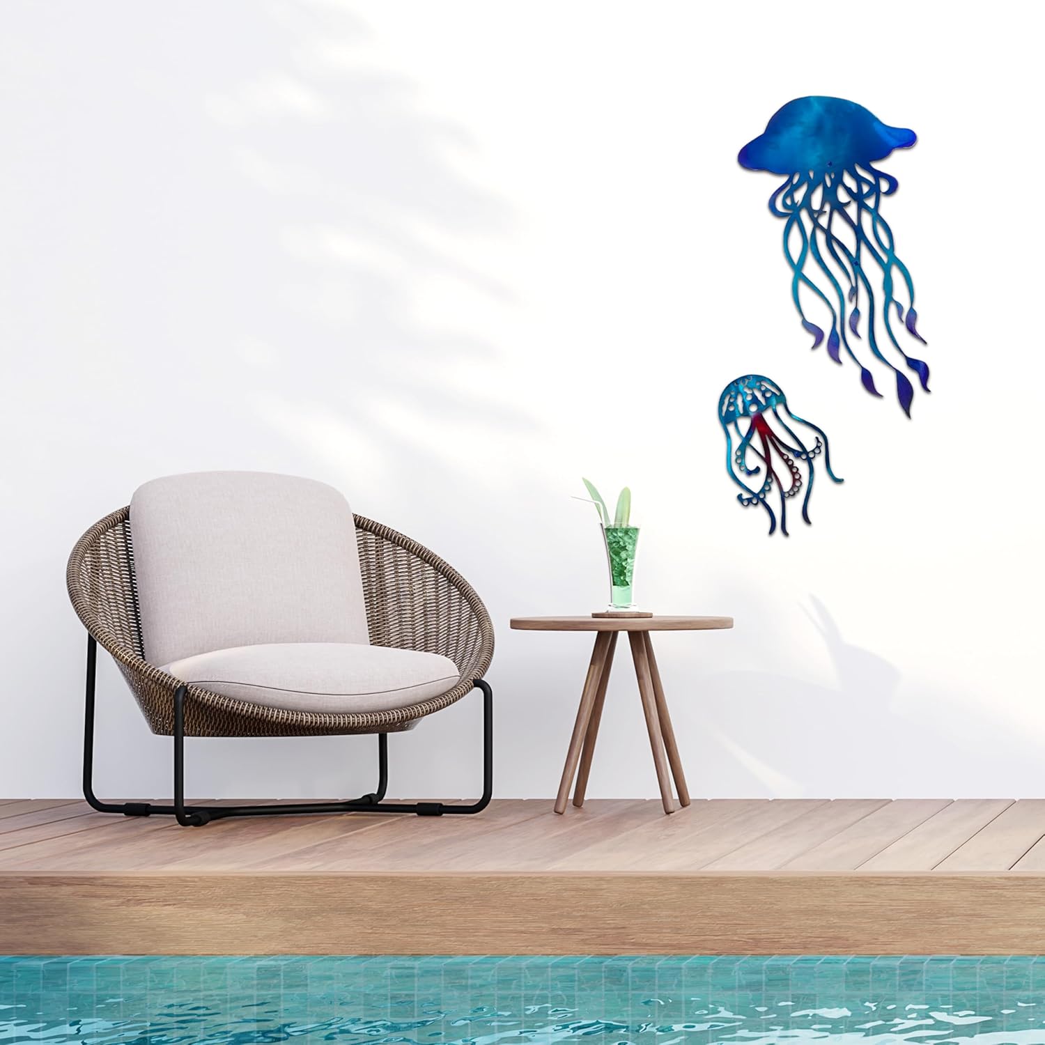 noxozoqm Metal Jellyfish Wall Decor (2 in 1), Ocean Themed Jellyfish Bathroom Decorations, Colorful