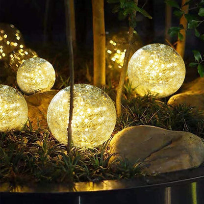 Solar Garden Lights Outdoor Waterproof, 6 Pack LEDs Cracked Glass Ball Light, Ground Landscape