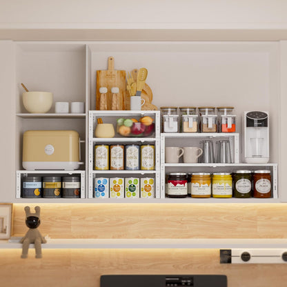 Expandable Spice Rack,Stackable Storage for Cabinet, Multi-Functional Kitchen