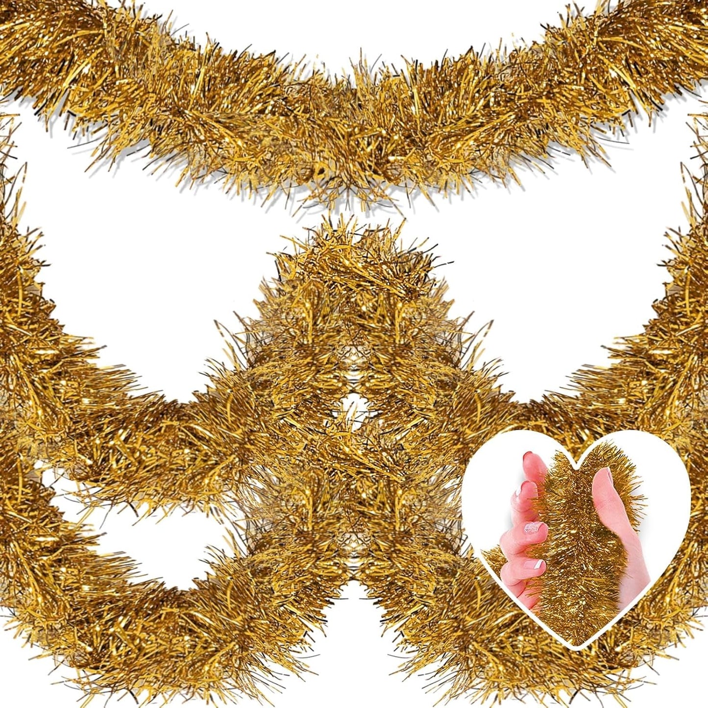 25 Feet Christmas Tinsel Garland, Metallic Twist Wall Hanging Backdrop for Parade Floats, Christmas
