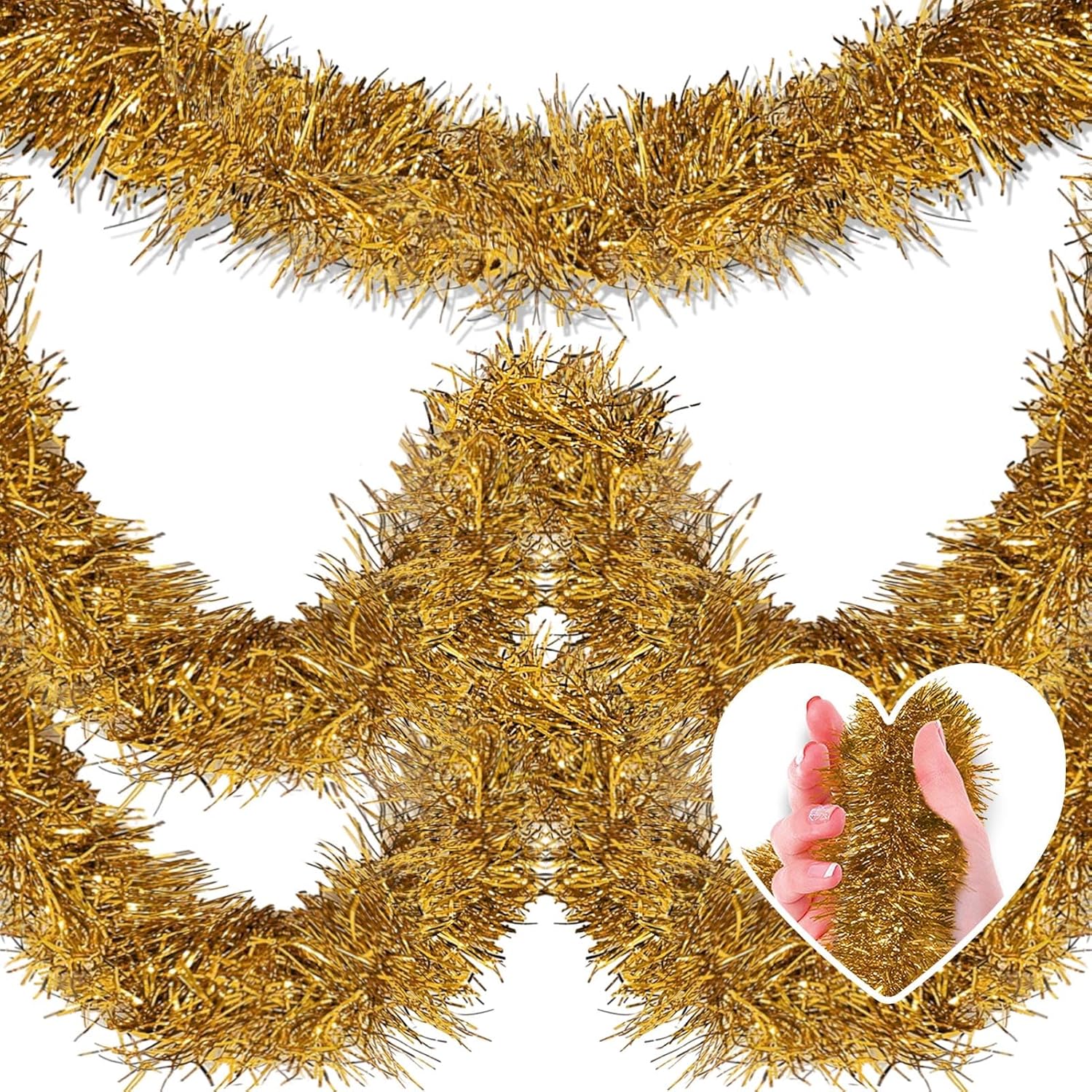25 Feet Christmas Tinsel Garland, Metallic Twist Wall Hanging Backdrop for Parade Floats, Christmas