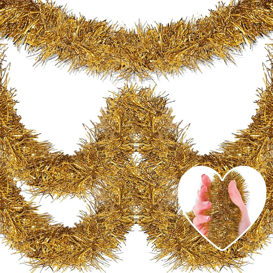 25 Feet Christmas Tinsel Garland, Metallic Twist Wall Hanging Backdrop for Parade Floats, Christmas