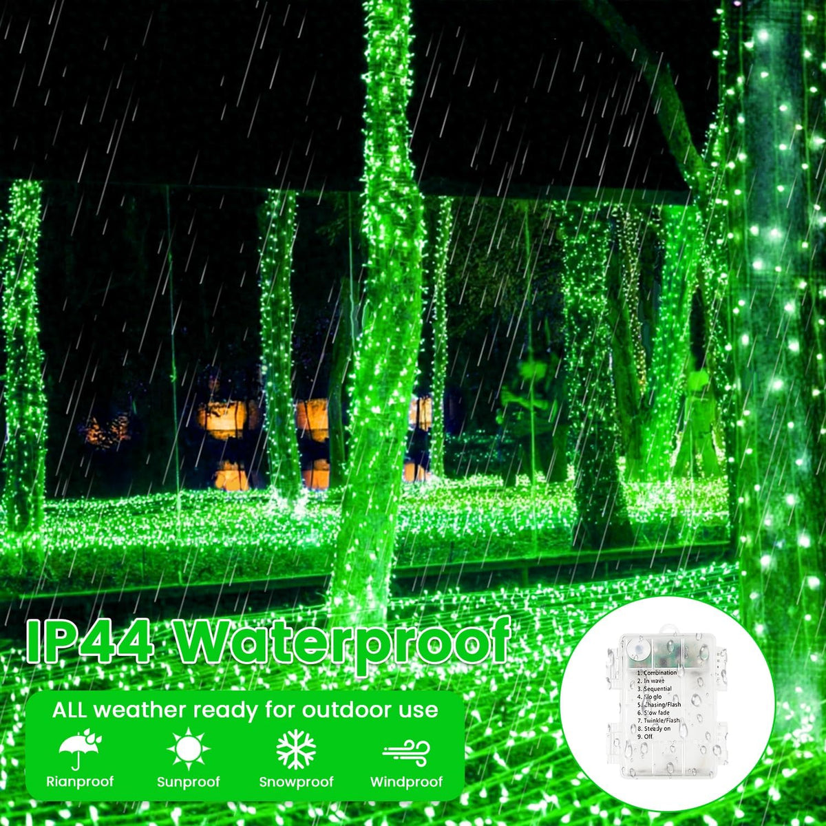 2 Pack Halloween String Lights Battery Operated with Timer, 66FT 200 LED Waterproof Battery Fairy