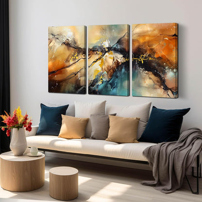 Abstract Wall Canvas Art for Living Room - Modern Art Work for Office Walls - 3 Piece Pictures Wall
