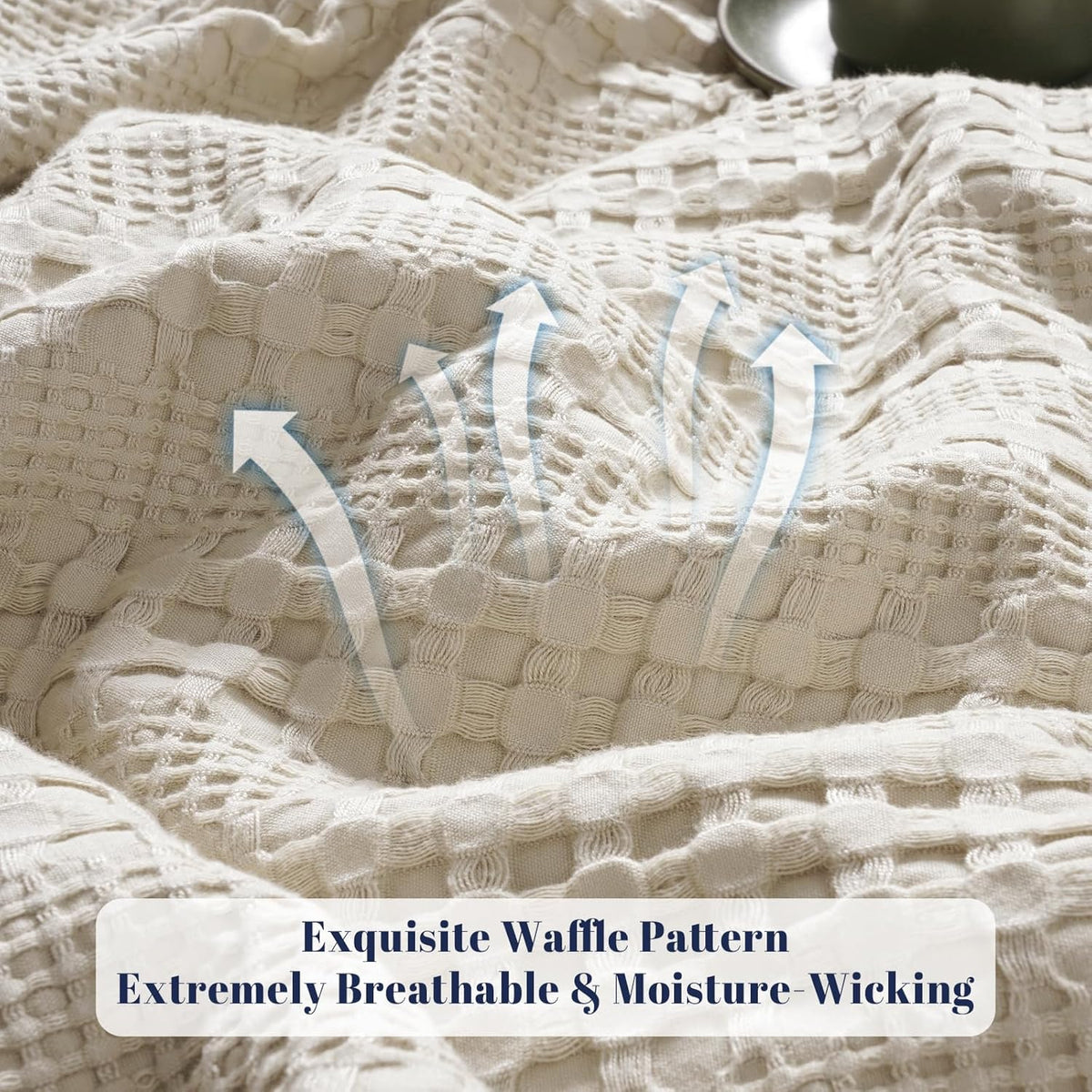 PHF Cooling Waffle Blanket Queen Size, Lightweight 60% Rayon Derived from Bamboo & 40% Cotton
