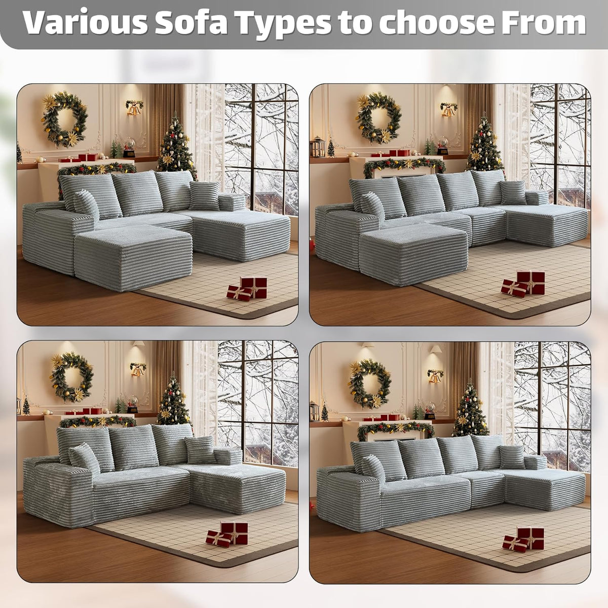 HYJT-H&K Modular Sectional Sofa Cloud Secttional Couch, 107" Comfy L Shaped Couches for Living