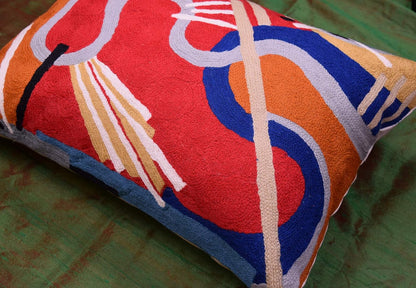 Lumbar Kandinsky Red Modern Throw Pillow Cover in Flow | Red Abstract Pillowcase | Modern Couch