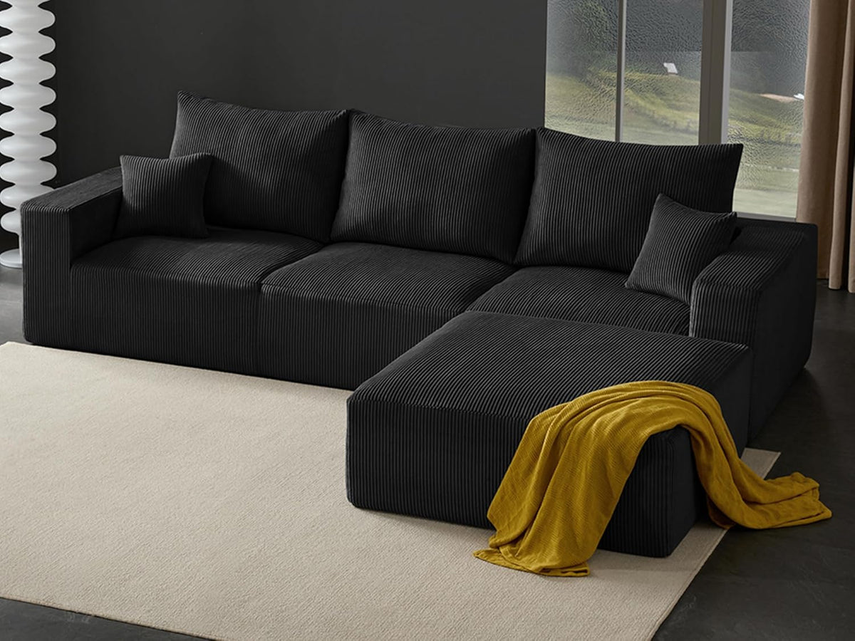 Boneless Sectional Cloud Couch Sofa for Living Room, 112" L-Shaped Modular Modern Lounge Sleeper