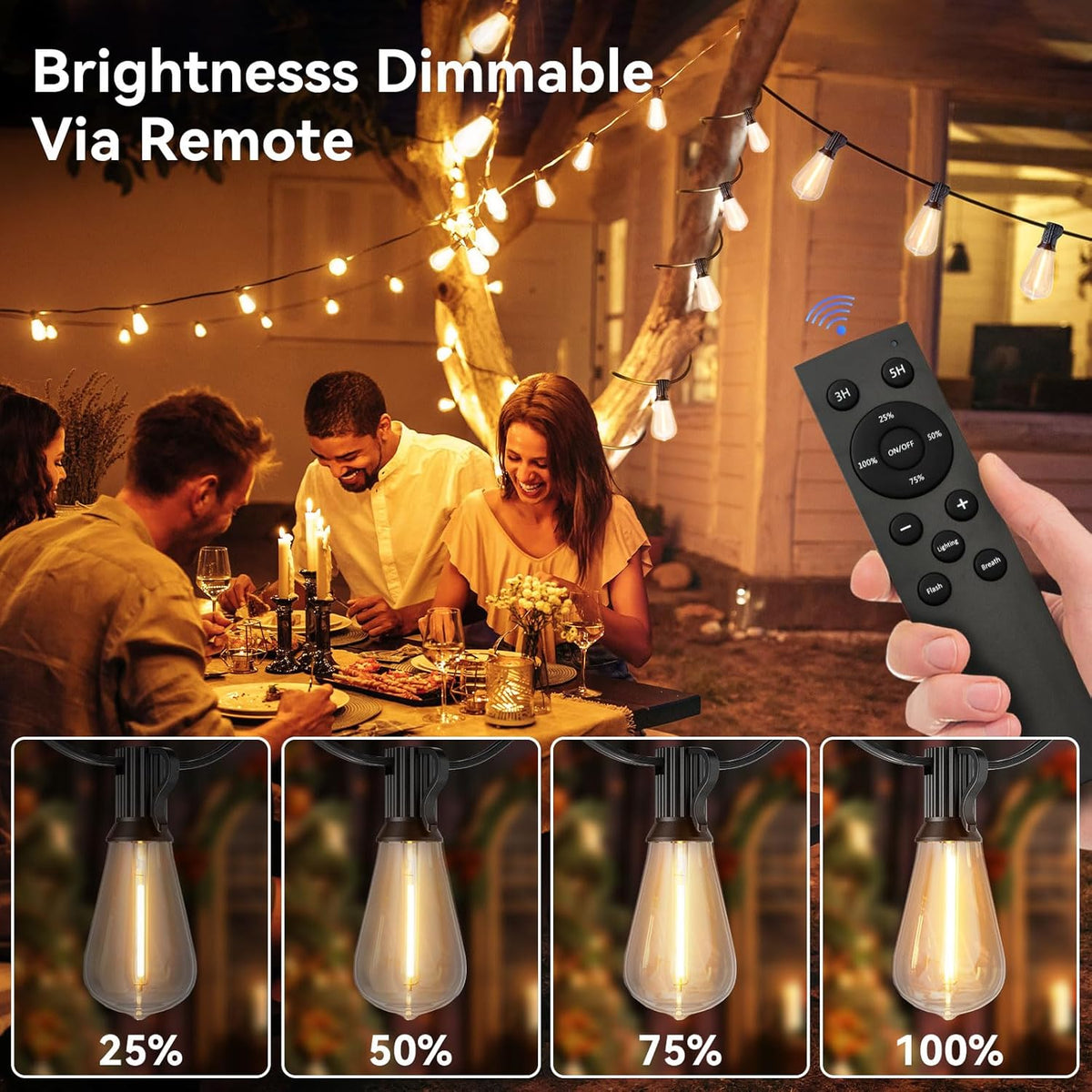 100 FT Solar String Lights Outdoor Waterproof with Remote & USB Port, Solar Power Patio Hanging