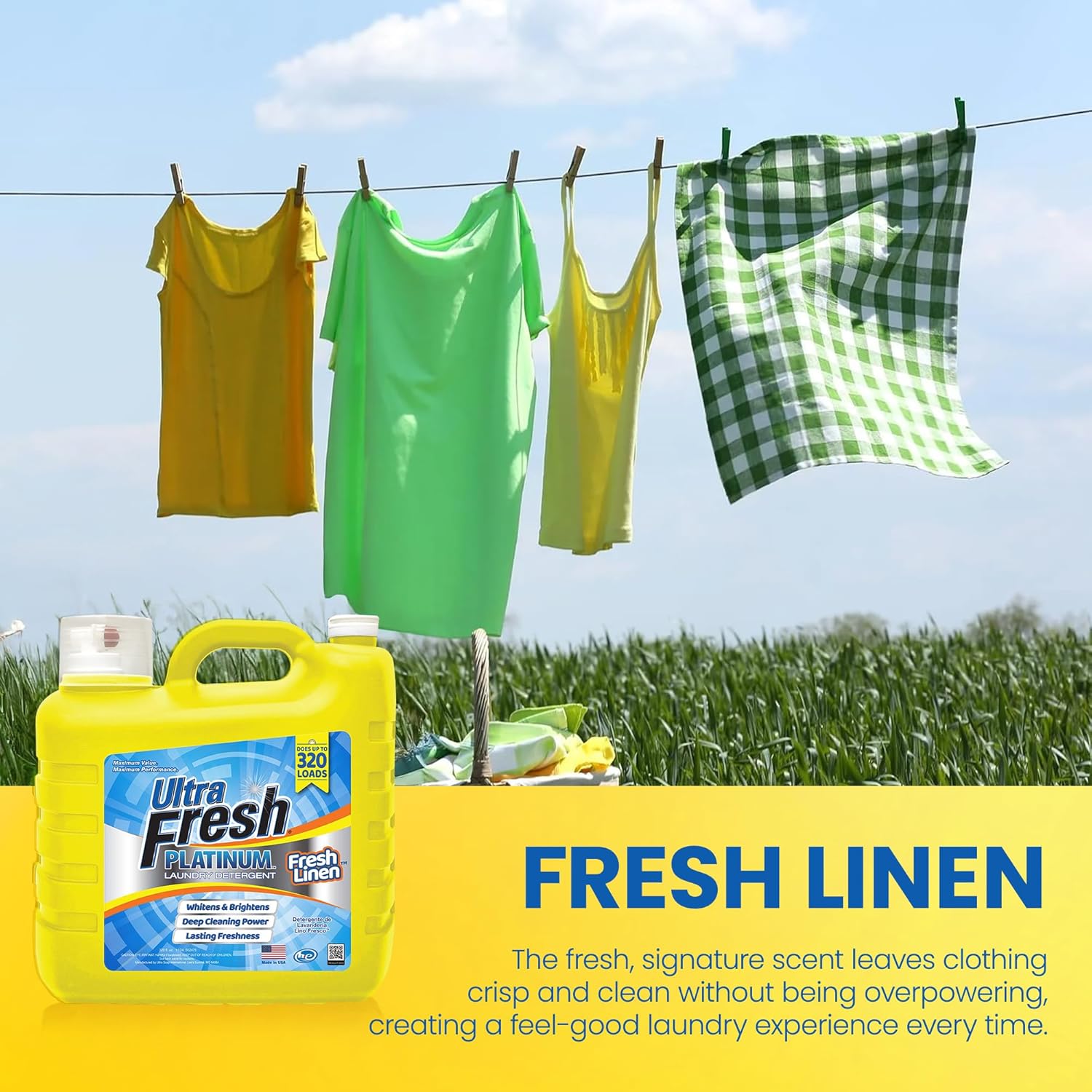 Ultra Fresh 2 Pack Platinum Liquid Laundry Detergent up to 320 Loads, Fresh Linen - Deep Cleaning