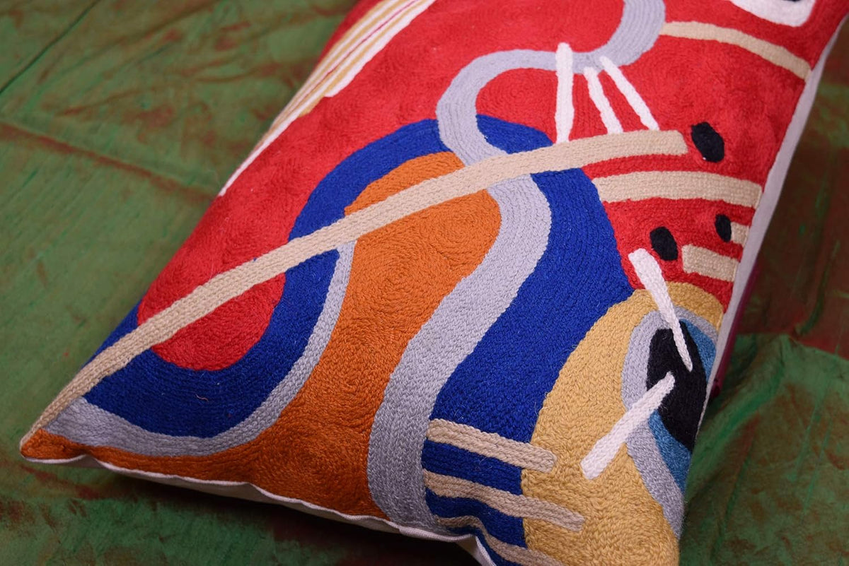 Lumbar Kandinsky Red Modern Throw Pillow Cover in Flow | Red Abstract Pillowcase | Modern Couch