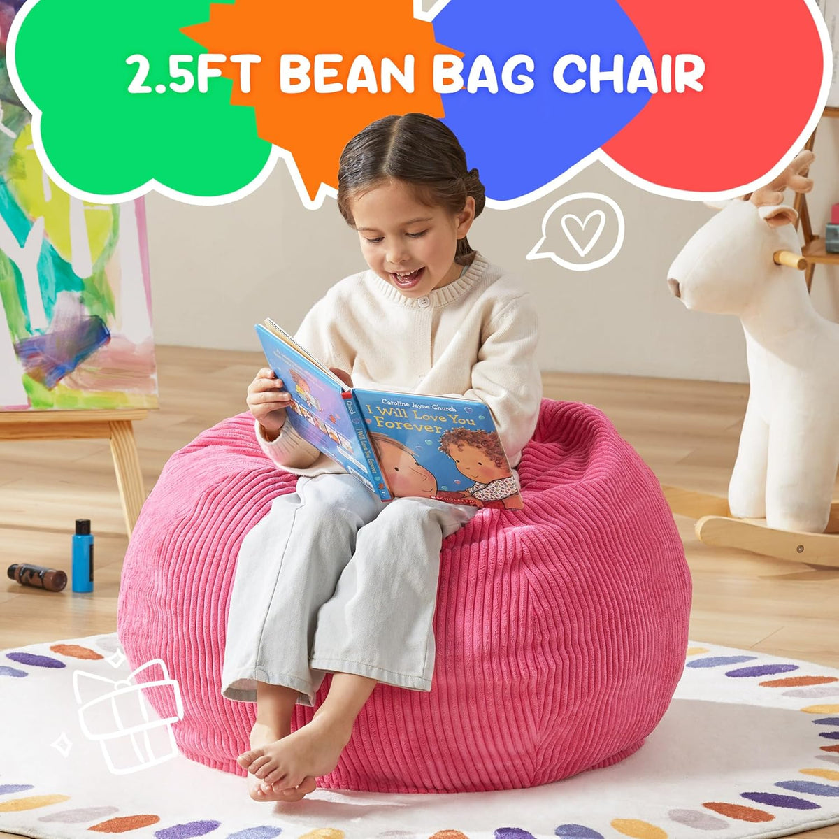 Hobestluk 2.5FT Bean Bag Chair Beanbags Small Bean Bag Chair with Filler Included Teardrop Bean Bag