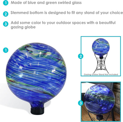 Sunnydaze 10-Inch Gazing Ball for Garden - Glass Gazing Globe for Outside - Garden Orb Yard Decor