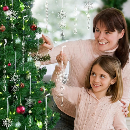 18pcs Christmas Tree Decoration Crystal Ornaments - Hanging Acrylic Christmas Snowflake Icicle Drop