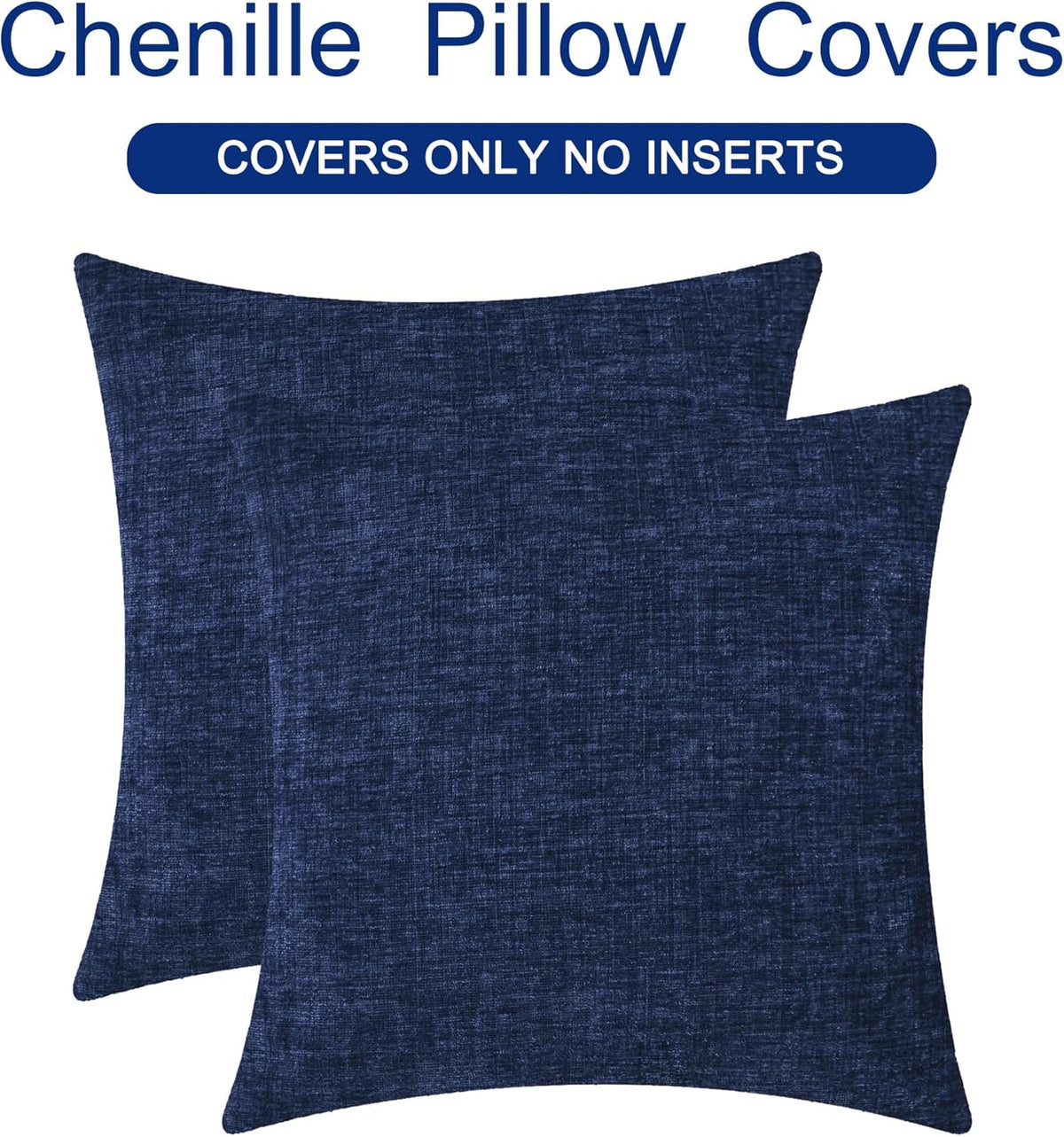 CaliTime Throw Pillow Covers Decorative 18 X 18 Inches Pack of 2 Cozy Chenille Cushion Cases for