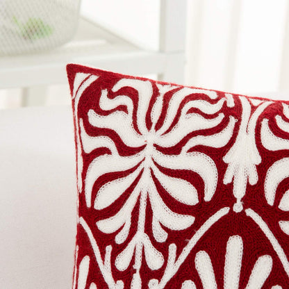 HWY 50 Burgundy Red Decorative Lumbar Pillow Cover Rectangle 12x20 Inch (1 Piece), Embroidered