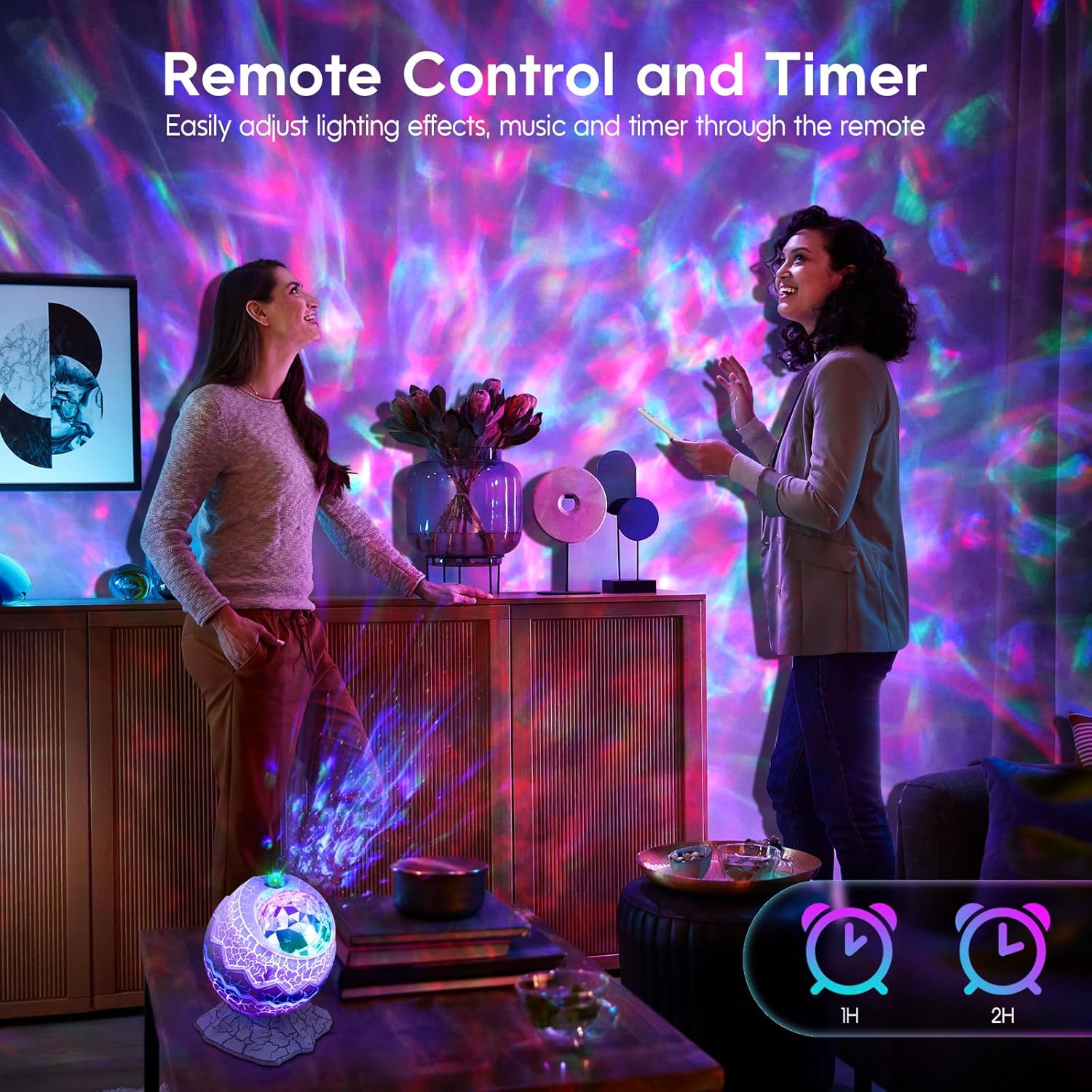 Rossetta Galaxy Projector, Star Projector for Bedroom, Night Lights for Kids Room with White Noise