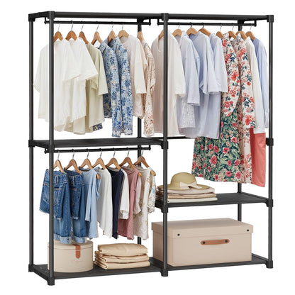 SONGMICS Portable Closet, Freestanding Closet Organizer, Clothes Rack with Shelves, Hanging Rods
