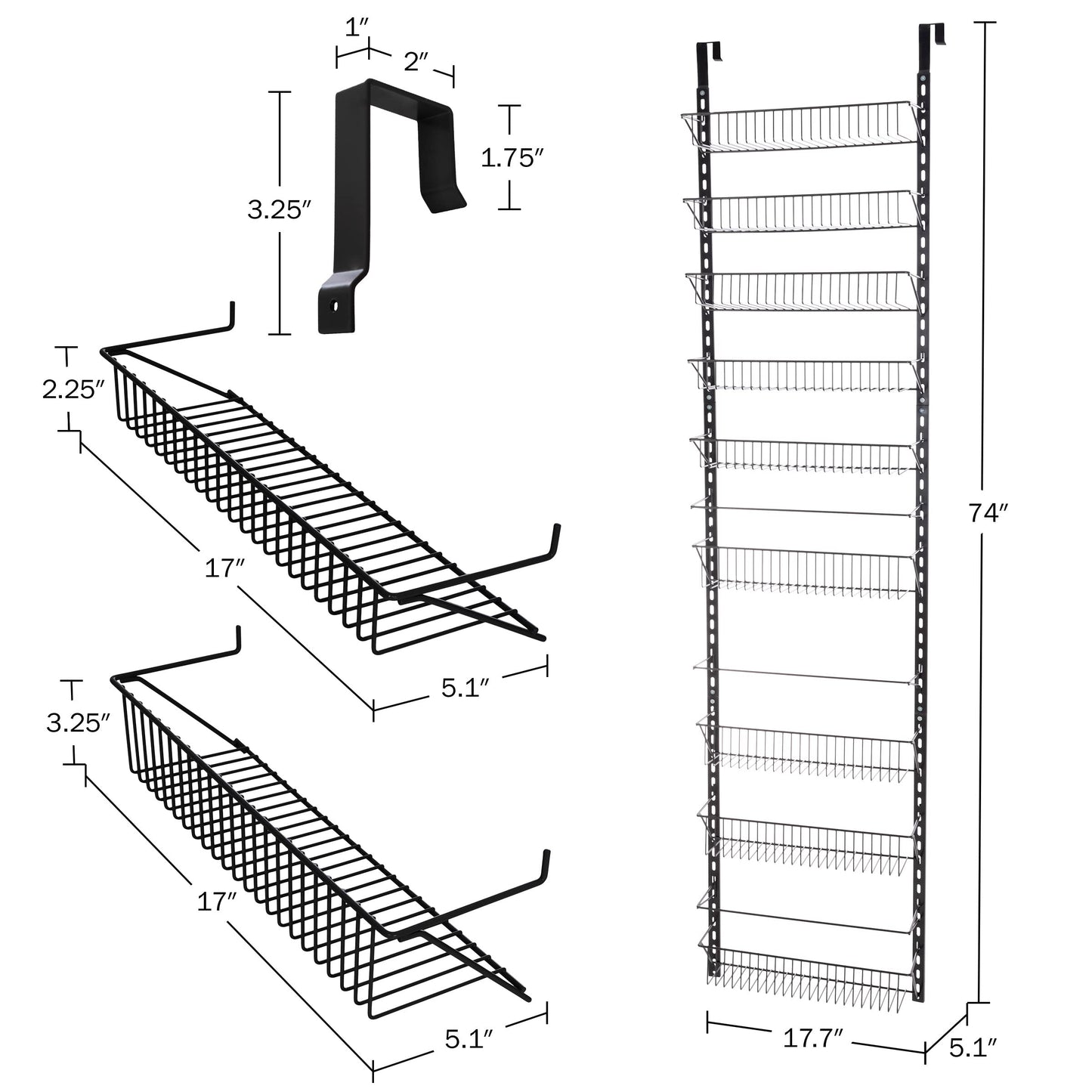 Home-Complete Over the Door Pantry Organizer - 9-Tier Organizer for Bathroom, Closet, or Kitchen