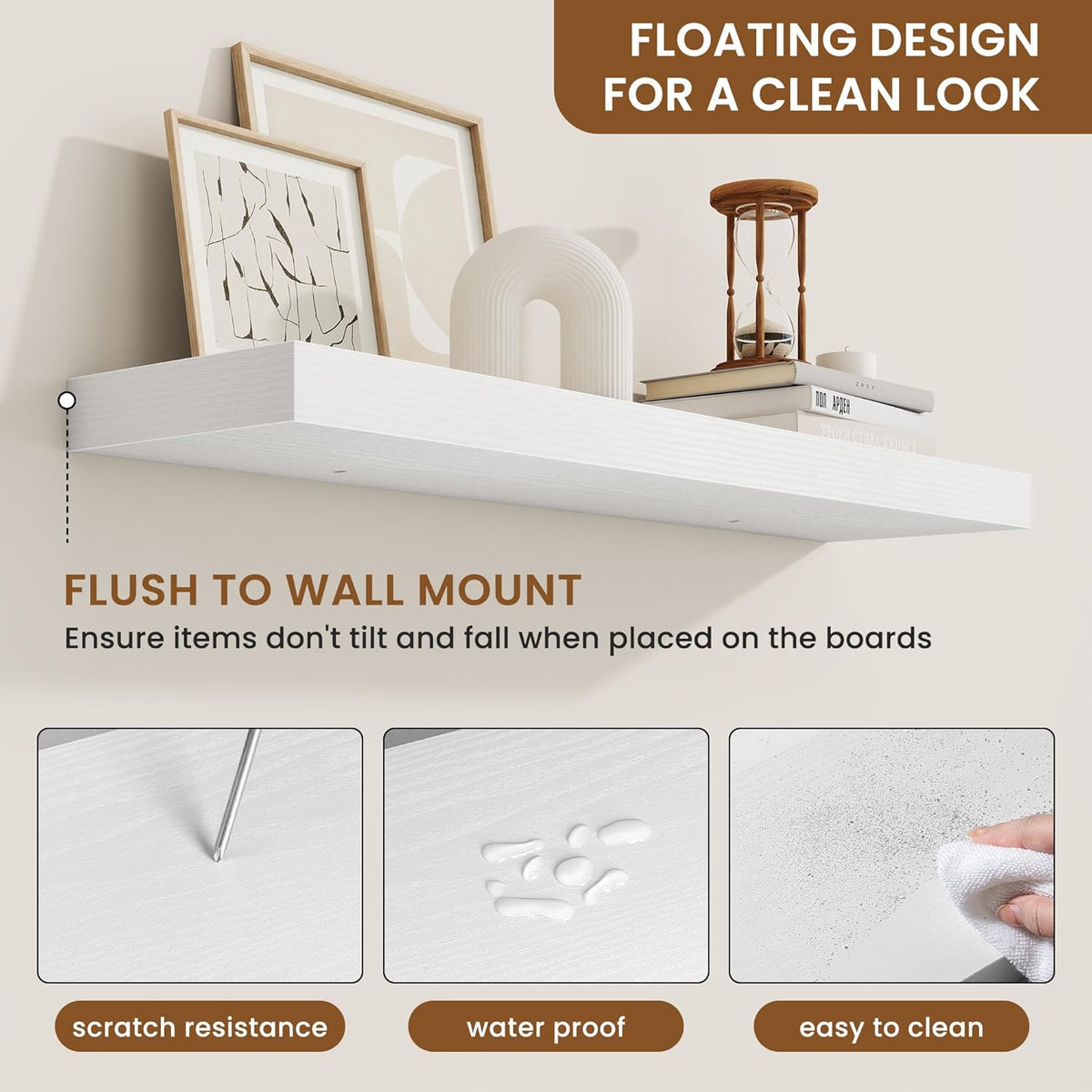 fuqing Floating Shelves for Wall, Bathroom Shelf Wall Mounted for Storage, Shelves with Invisible