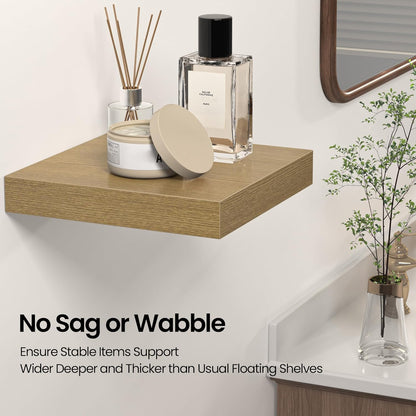 Square Floating Shelves for Wall, 8" W x 8" D x 1.2" H, Small Wooden Wall Mounted Display Shelves