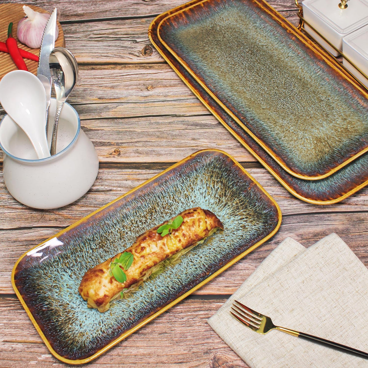 Porcelain Dinner Plates Platters Set of 2, for Fruit, dessert, snack platter, Bread, cupcake, Salad