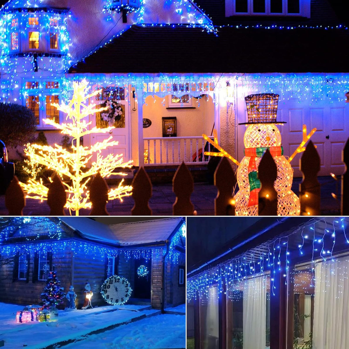 Icicle Outdoor Christmas Lights, 40Ft. 432 LED with 81 Drops, Dimmable Twinkle Fairy with Remote