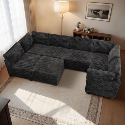 HOOOWOOO Modular Sectional Sofa,7 Pieces Sectional Couches for Living Room,131X66 U Shaped Cloud
