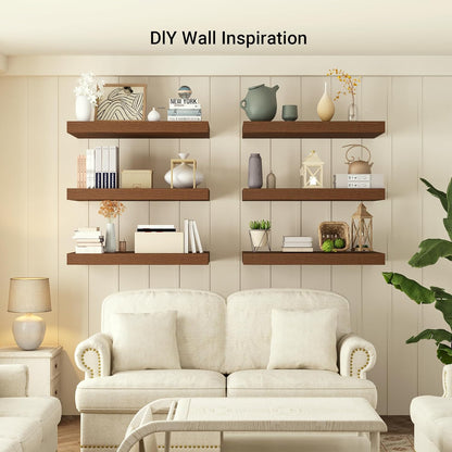 Heimlove 12 Inch Deep Floating Shelves, 48 x 12 inches Long Wall Shelf, Rustic Wood Wall Shelves