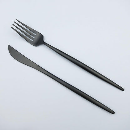 5-Pieces Luxury Black 18/10 Stainless Steel Flatware Set, Matte Finish, Service for 1