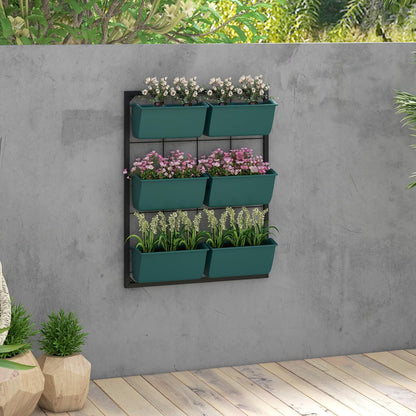 Outsunny 3-Tier Wall Planter with 6 Pots for Indoor and Outdoor Use, Hanging Plant Holder, Self