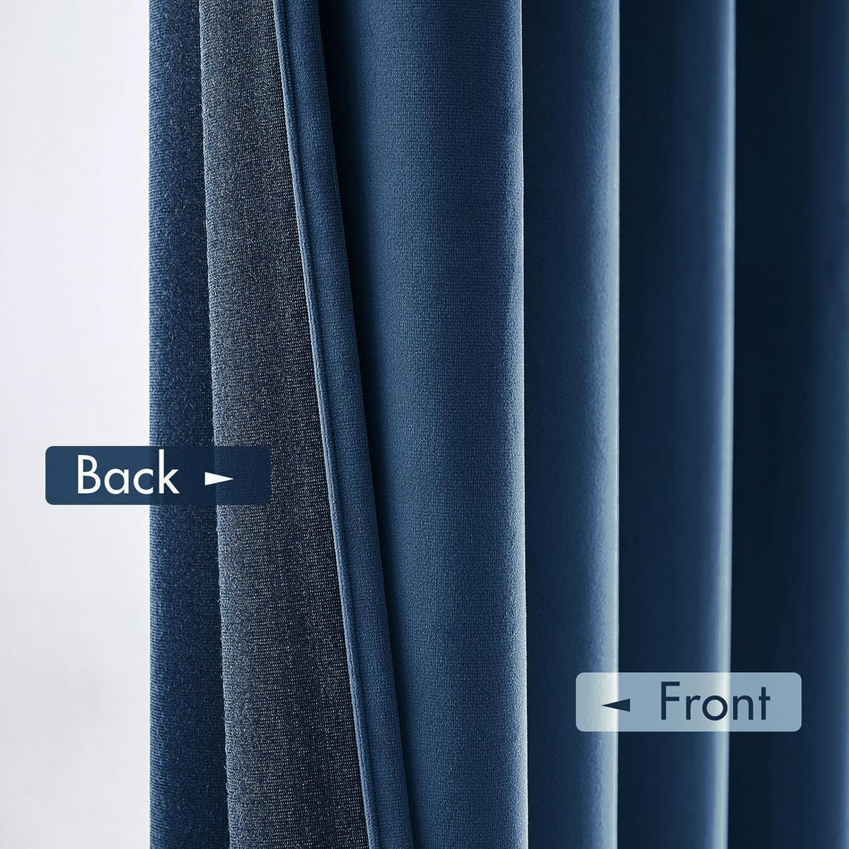 MIULEE Velvet Blackout Curtains Navy Blue Thermal Insulated Drapes for Bedroom Living Room