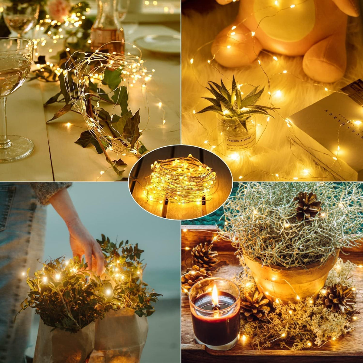 Fairy Lights Battery Operated String Lights - 12 Pack 7ft 20 LED Silver Wire Firefly Lights for