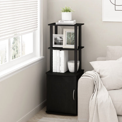 Furinno Turn-N-Tube Tall TV Entertainment Side Table Display Rack with Storage Cabinet, 2-Tier