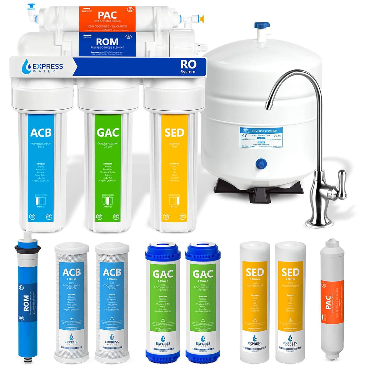 Express Water RO5DX Reverse Osmosis Filtration NSF Certified 5 Stage RO System with Faucet and Tank
