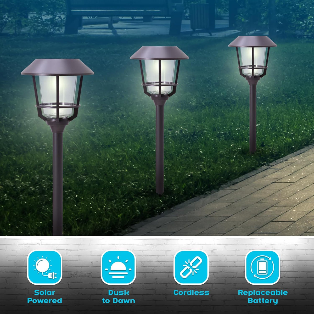 Solar LED Path Lights 4 Pack – 12 Lumens, Warm White, Oil-Rubbed Bronze, Solar Powered, Stainless