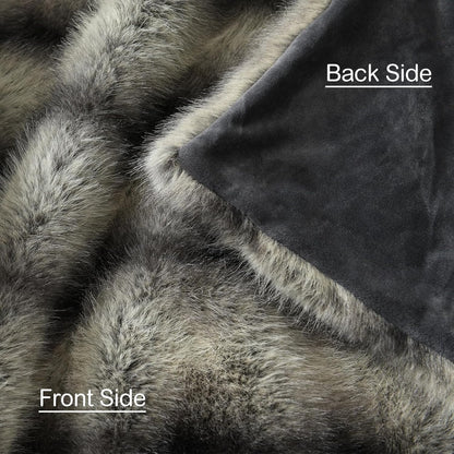 HORIMOTE HOME Luxury Faux Fur Throw Blanket, Non-Shedding 50"x60" Fur Blanket Throw, Ultra Soft
