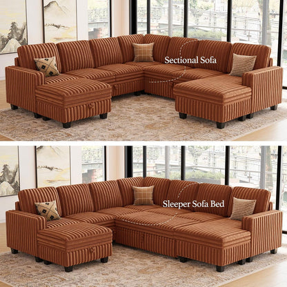 Belffin Oversized Sofa Bed Modular Sectional Sleeper Sofa with Pull Out Bed L Shaped Couch with