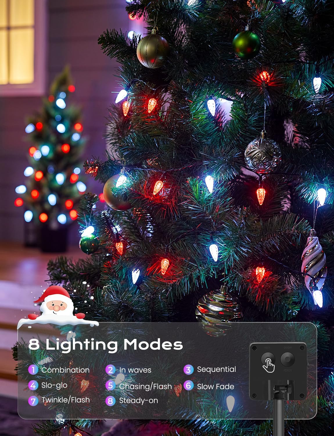 Brightown Solar Operated C6 Strawberry String Lights, 22.64ft 50 LEDs Red White LED Christmas Fairy