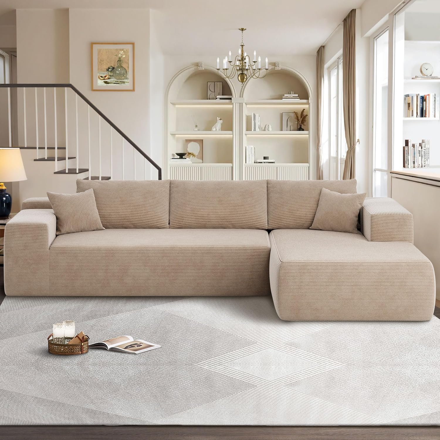 104" Cloud Sectional Couches for Living Room,L Shaped Boneless Couch in A Box,Sleeper Sofa with