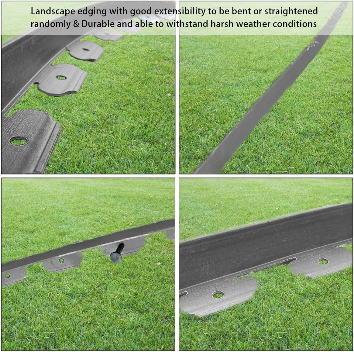 33FT Landscape Edging, 4 in Tall Garden Edging Borders with 30 Spikes,Flexible Lawn Edging Kit