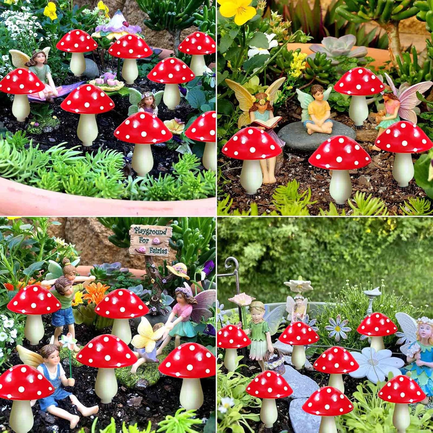8-Pack Red Solar Mushroom Lamp, 8 Modes, Outdoor Waterproof, for Garden Decor, Christmas