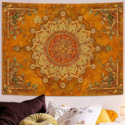 Lunerfex Floral Mandala Tapestry Boho Tapestry for Bedroom Brown Tapestries Wall Hanging Living