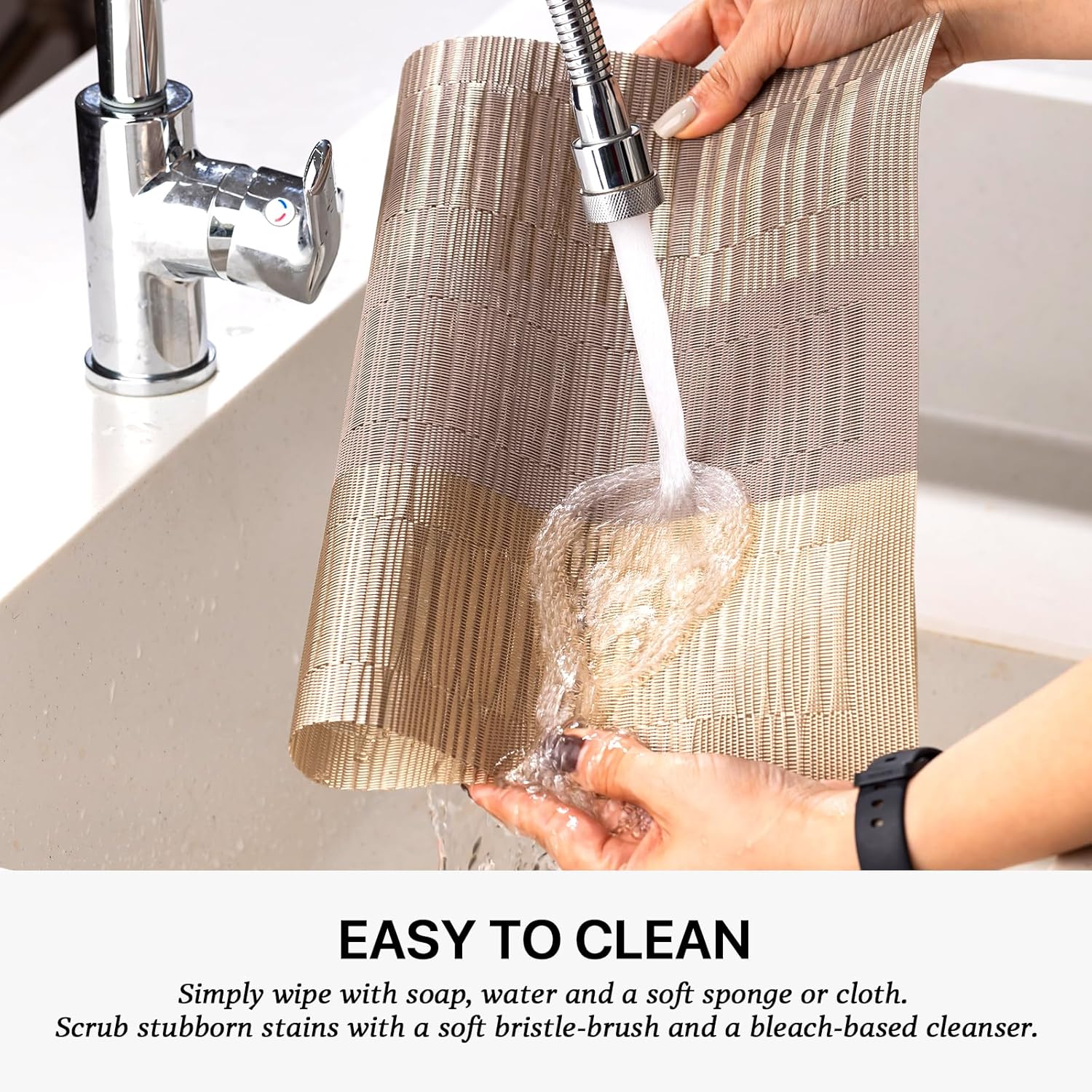 LEXMORE Placemats Set of 6 Vinyl/Plastic Woven Place Mats for Kitchen Table Indoor/Outdoor Washable