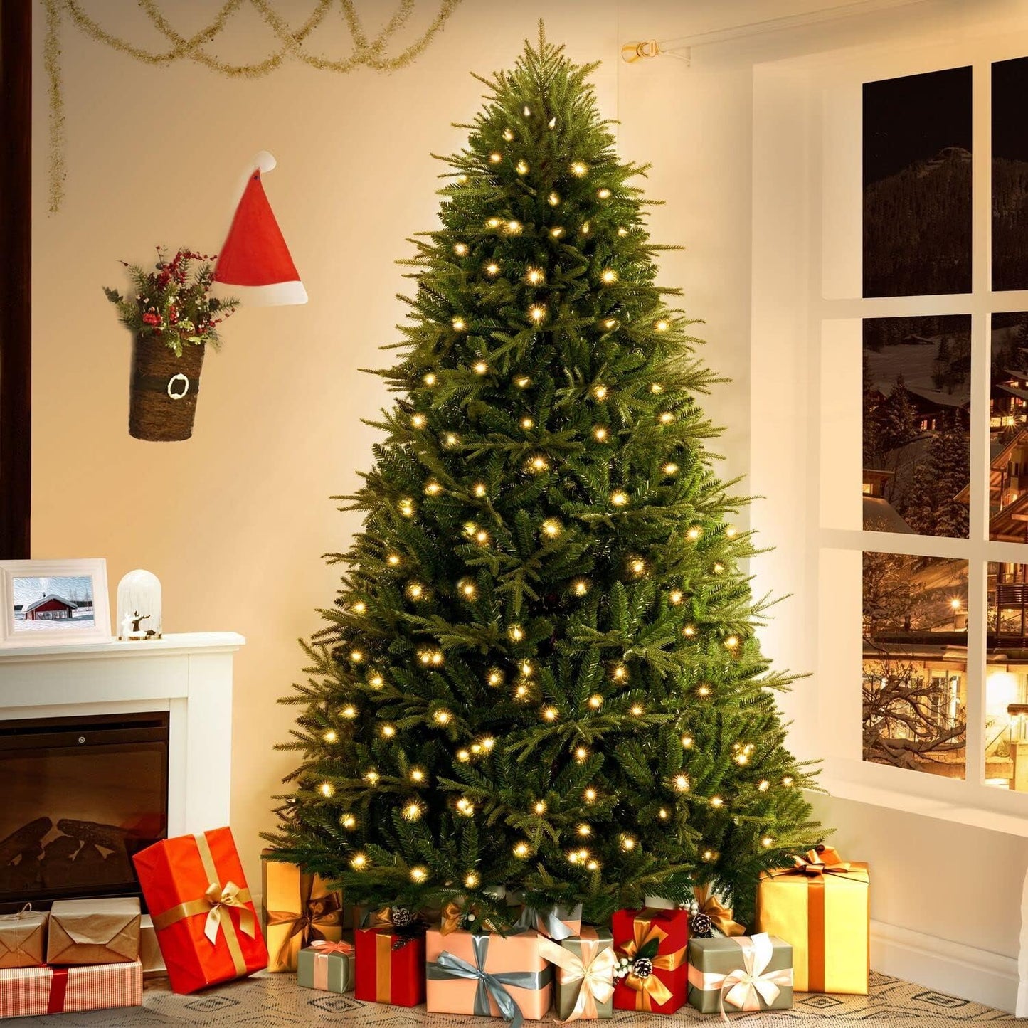Camden 7.5ft Prelit Artificial Christmas Tree with Foot Pedal, 2755 Branch Tips, 600 Warm Lights