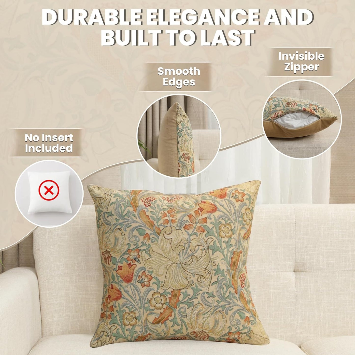 Charlotte Home Furnishings Throw Pillow Covers, Decorative Boho Pillow Cover for Couch, Living