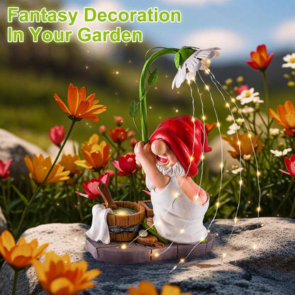 WINTS Garden Gnomes Outdoor Statue with Solar Lights,Bathing Funny Gnome Solar Garden Decorations