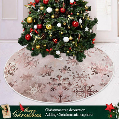 Christmas Tree Skirt, 36 Inch Seamless Pattern Rose Gold Snowflakes Xmas Tree Skirt for Christmas