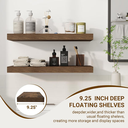 24 Inch Floating Shelves, 24"x9.25"x1.5" Inch Deep Floating Shelves for Wall, Wooden Shelves for