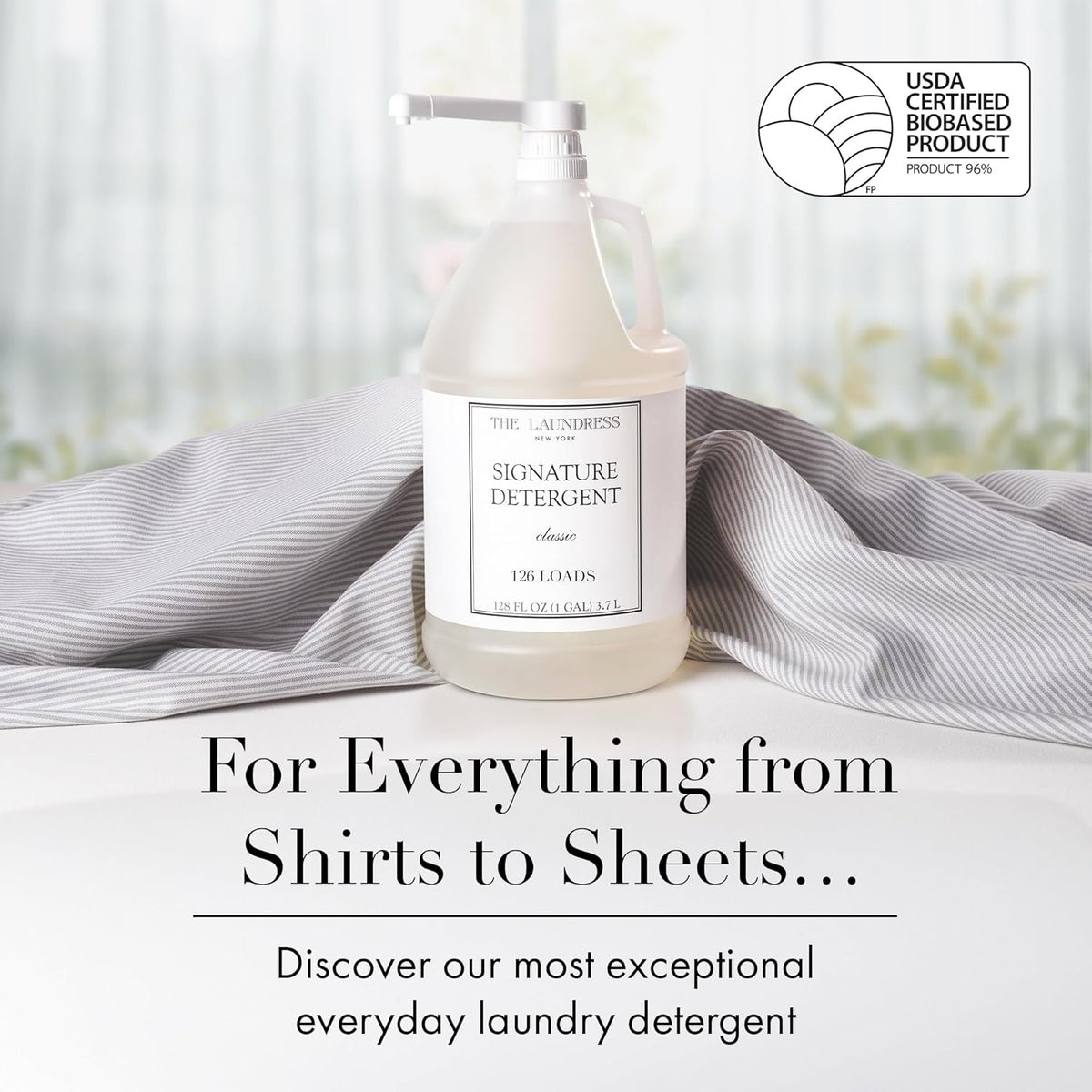 The Laundress Luxury Laundry Detergent, Gallon Pump, 126 Loads, Scented Signature Classic